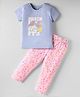 Tango Single Jersey Knit Half Sleeves Night Suit with Fruit Print - Light Blue