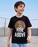 Pine Kids Cotton Knit Half Sleeves  T-Shirt With Text Print - Black