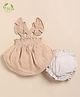 Cot & Candy Organic Muslin Cotton Knit Frill Sleeves Textured Smocked Top & Shorts Set - Latte & Oatmeal