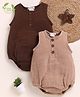 Cot & Candy Organic Cotton Muslin Knit Pack Of 2 Sleeveless Solid Onesies - Cocoa Whisper & Latte
