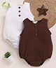 Cot & Candy Organic Cotton Muslin Knit Pack Of 2 Sleeveless Solid Onesies - Milk & Cocoa Whisper