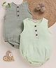 Cot & Candy Organic Cotton Muslin Knit Pack Of 2 Sleeveless Solid Onesies - Pistachio Cream & Sage