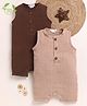 Cot & Candy Organic Cotton Muslin Knit Pack Of 2 Sleeveless Solid Rompers - Latte & Cocoa Whisper