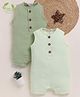 Cot & Candy Organic Cotton Muslin Knit Pack Of 2 Sleeveless Solid Rompers - Pistachio Cream & Sage