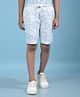 CRIMSOUNE CLUB Cotton Woven Leaves Printed Shorts - Blue