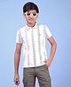 CRIMSOUNE CLUB Cotton Woven Half Sleeves Abstract Printed Polo Tee - White