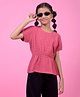 CRIMSOUNE CLUB Woven Half Sleeves Textured Top - Pink