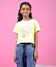 CRIMSOUNE CLUB Cotton Woven Half Sleeves Sequins Embellished Game Text Designed Tee - Yellow