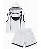 Kozeecub Cotton Knit Sleeveless Solid Hooded Tee Shirt With Coordinating Shorts Set - White