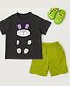 Kozeecub Cotton Knit Half Sleeves Baby Bunny Patch Detailed Tee & Shorts Set - Green