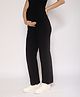 MomToBe Cotton Knitted Solid Maternity Track Pants- Black