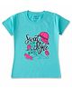 Luke and Lilly Cotton Knit Half Sleeves Sweet Style Text Printed Tee - Blue
