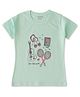 Luke and Lilly Cotton Knit Half Sleeves Guitar & Book Printed Tee - Green