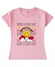 Luke and Lilly Cotton Knit Half Sleeves Happiest Kid Ever Text Printed Tee - Pink