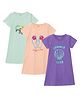 Luke and Lilly Cotton Knit Pack Of 3 Half Sleeves Floral & Beach Theme Printed Night Dresses - Multi Colour