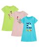 Luke and Lilly Cotton Knit Pack Of 3 Half Sleeves Floral & Beach Theme Printed Night Dresses - Multi Colour