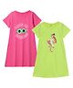 Luke and Lilly Cotton Knit Pack Of 2 Half Sleeves Flamingo & Beach Theme Printed Night Dresses - Multi Colour