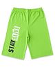 Luke and Lilly Cotton Knit Stay Alive Text Printed Shorts - Green
