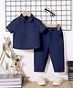 Fashion Dream Popcorn Knit Half Sleeves Textured Shirt & Coordinating Pant Set - Rama Blue