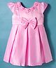 Tweetoons Woven Cap Sleeves Party Dress with Bow & Floral Applique - Pink