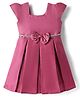 Tweetoons Woven Cap Sleeves Solid Color Pleated Party Dress with Bow Applique - Dark Pink