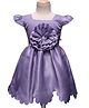 Tweetoons Woven Cap Sleeves Solid Color Party Dress with Floral Applique - Purple