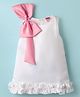 Twetoons Woven Sleeveless Solid Color Dress with Bow Applique & Frill Detailing - White