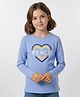 Primo Gino Cotton Knit Full Sleeves T-Shirt with Heart Towel Embroidery - Light Blue