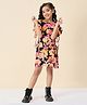 StyloBug Viscose Rayon Woven Half Sleeves Floral Printed Dress - Multi Colour