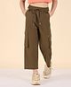 StyloBug Cotton Woven Solid Cargo Pants - Brown