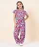 StyloBug Viscose Rayon Woven Half Sleeves Floral Printed Jumpsuit - Red