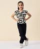 StyloBug Viscose Rayon Woven Half Sleeves Abstract Printed Top & Pant Set - Black