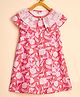 StyloBug Cotton Woven Sleeveless Floral Printed Lace Detailed Dress - Red