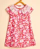 StyloBug Cotton Woven Sleeveless Floral Printed Lace Detailed Dress - Red