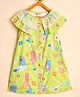 StyloBug Cotton Woven Sleeveless Floral Printed Lace Detailed Dress - Green