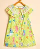 StyloBug Cotton Woven Sleeveless Floral Printed Lace Detailed Dress - Green