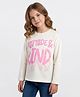 Primo Gino Cotton Knit Full Sleeves T-Shirt with Text Graphic - Ivory