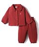 Tweetoons Woven Full Sleeves Top and Jogger Set With Heart Print - Burgandy