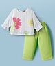 Tweetoons Woven Full Sleeves Top and Trouser Set With Floral Print - Light Green