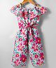 Twetoons Woven Frill Sleeves Jumpsuit with Fabric Belt & Floral Print - Pink