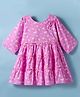 Tweetoons Knit Full Sleeves Frock With Floral Print - Pink