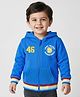 Babyhug Cotton Knit Full Sleeves Hooded Sweatjacket With Text Print - Blue