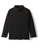 Babyhug Cotton Knit Full Sleeves Turtle Neck Solid Color Winter T-Shirt - Black
