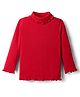 Babyhug Cotton Knit Full Sleeves Turtle Neck Solid Color Winter T-Shirt - Red