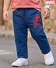 Babyhug Denim Woven Full Length Jeans With Spiderman Print - Blue