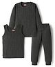 Babyhug Knit Full Sleeves Solid Color Thermal Inner Wear Set - Charcoal Grey