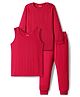 Babyhug Cotton Full Sleeves Solid Color Thermal Vests & Pant Set - Red