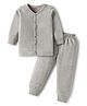 Babyhug Knit Full Sleeves Solid Front Open Thermal Set - Light Grey