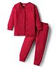 Babyhug Knit Full Sleeves Solid Color Thermal Vest & Pant Set - Red