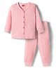 Babyhug Knit Full Sleeves Solid Front Open Thermal Set - Pink